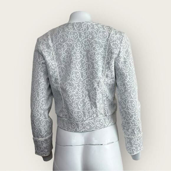 NWT | Krisa | Lace Zipper Jacket | Gray/White | Large - Picture 3 of 12